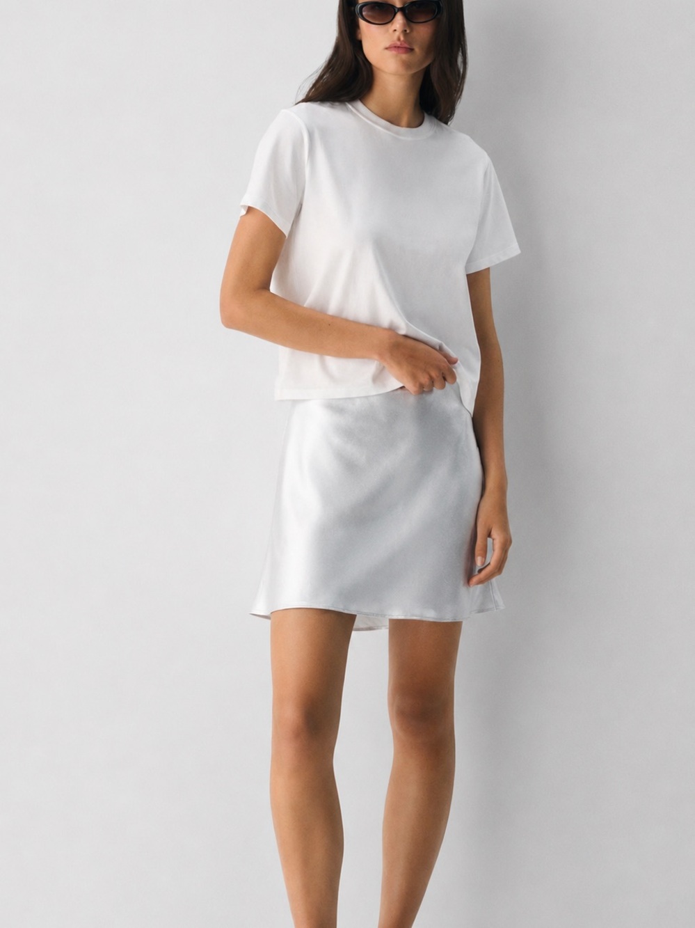 Aritzia Babaton Satin Mini Skirt Ice Blue Size 12